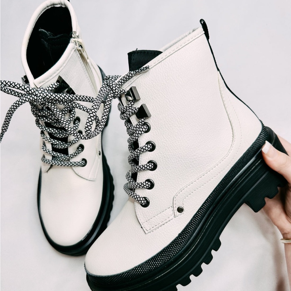ShuShop White Combat Boots